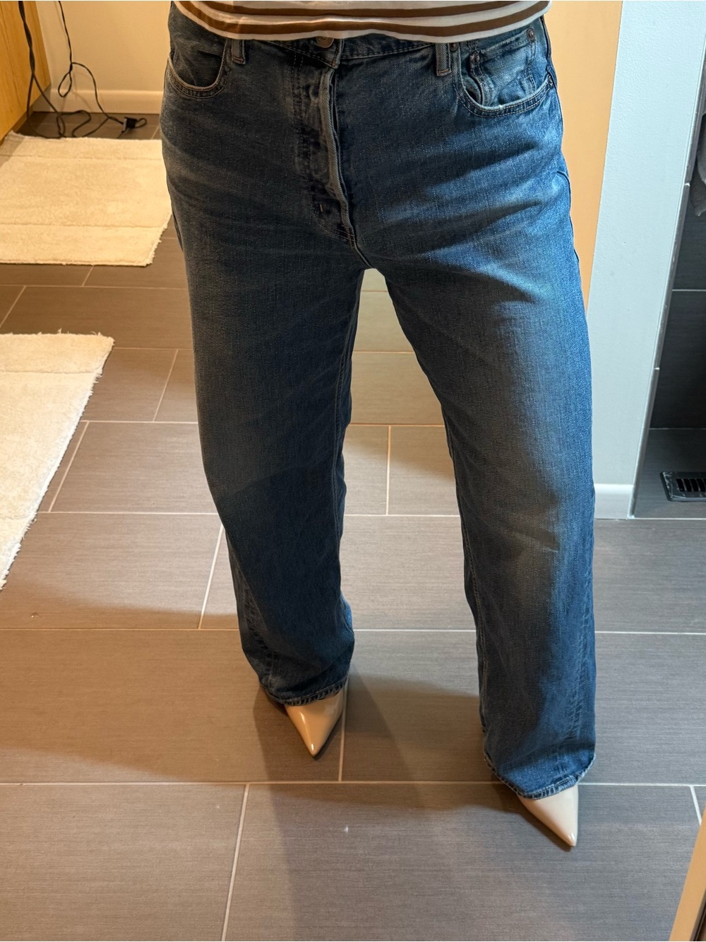 Moussy Wide-Leg Jeans in Dark Blue Wash